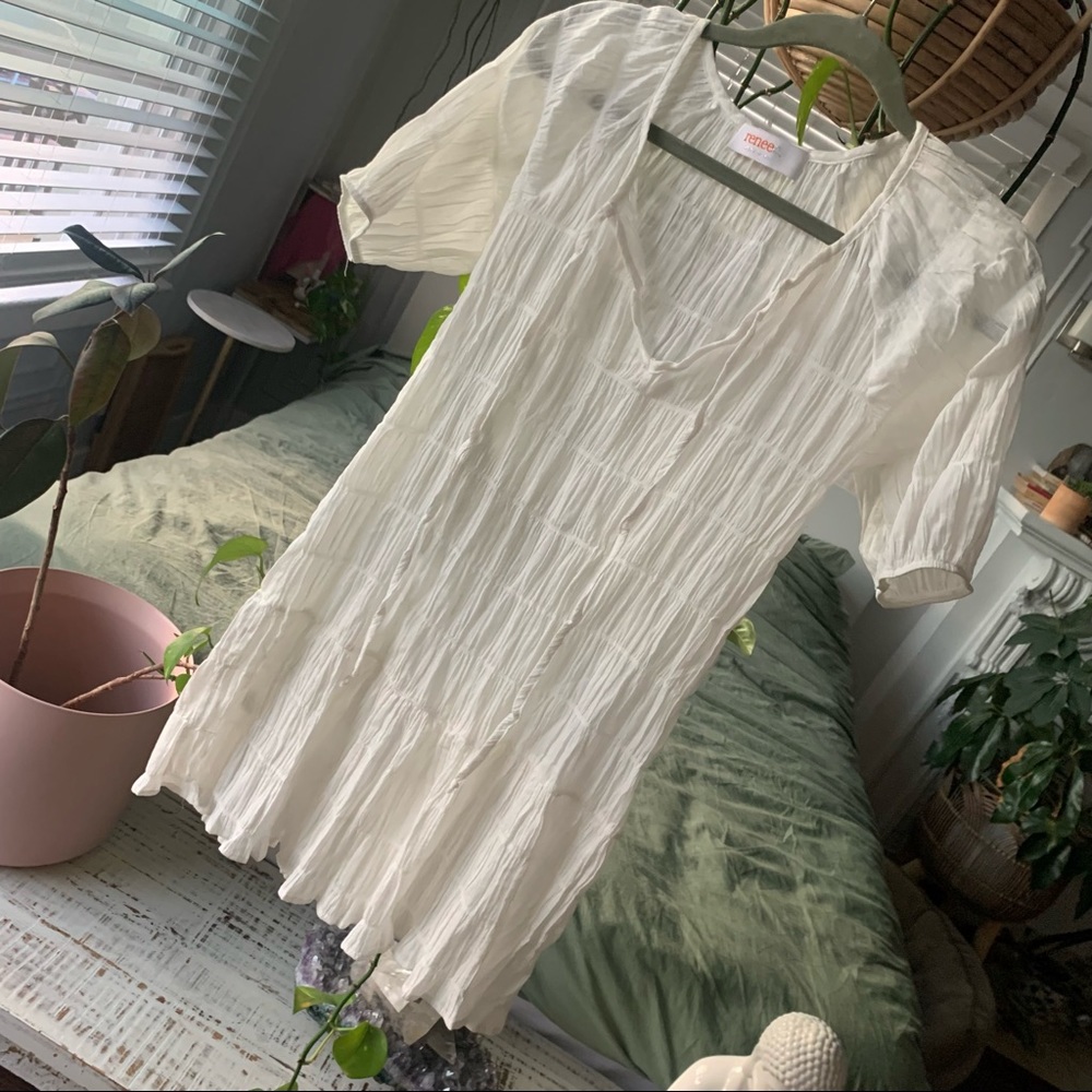 White sheer gauze dress/coverup